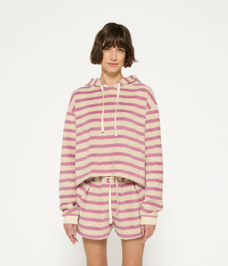 hoodie toweling stripes | dust/violet