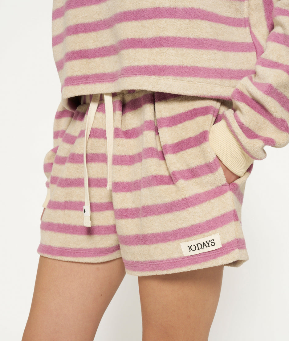 hoodie toweling stripes | dust/violet