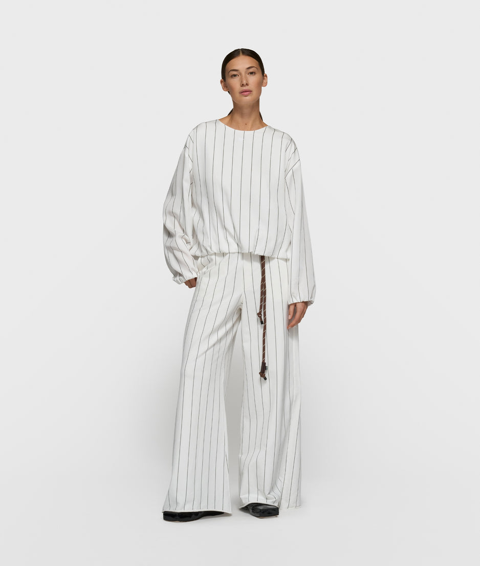 balloon blouse pinstripe | ecru