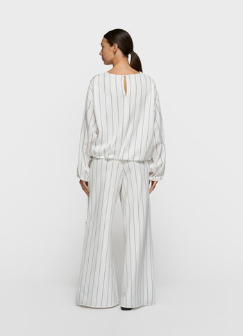 balloon blouse pinstripe | ecru