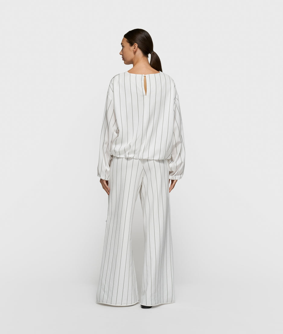 balloon blouse pinstripe | ecru