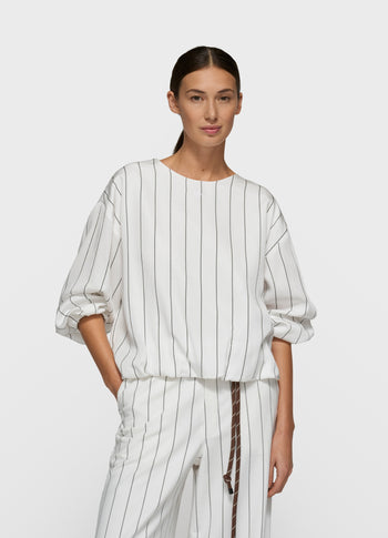balloon blouse pinstripe | ecru