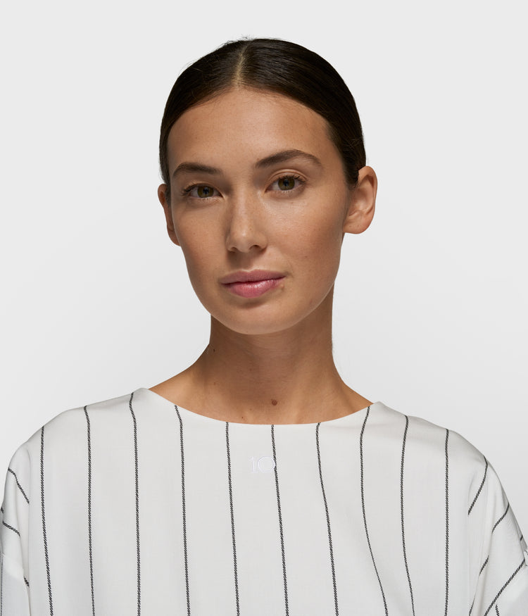 balloon blouse pinstripe | ecru