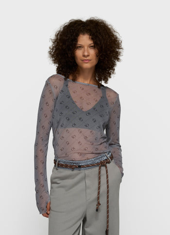 mesh long sleeve monogram | light graphite