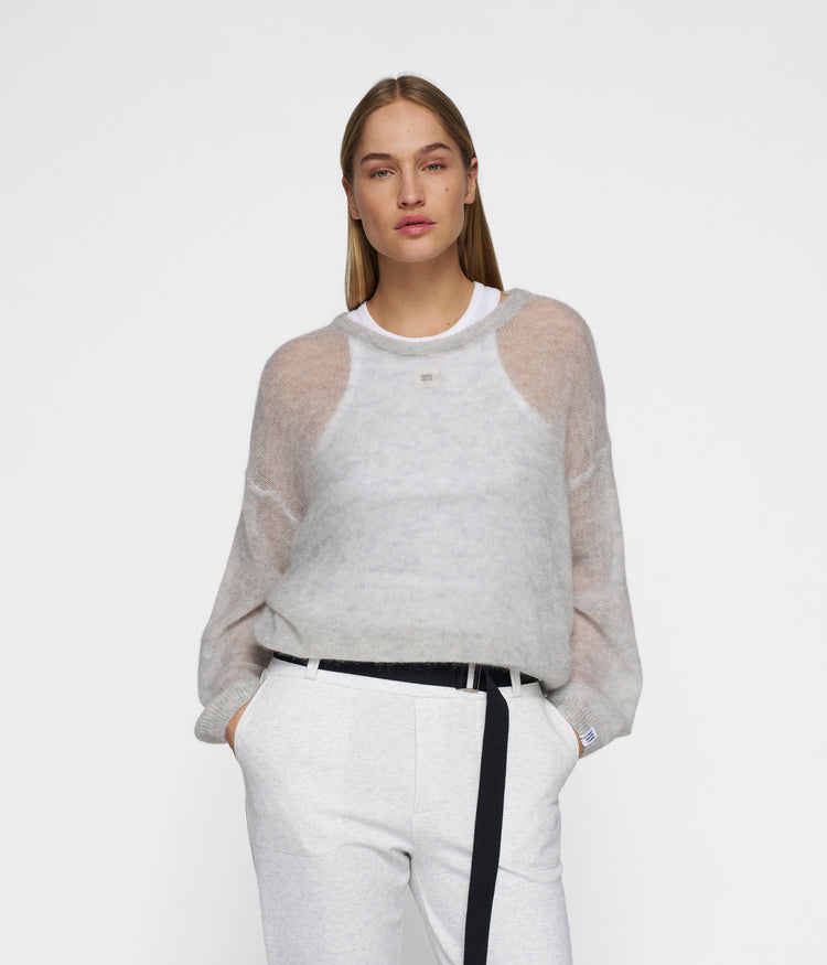 thin knit sweater | light grey melee