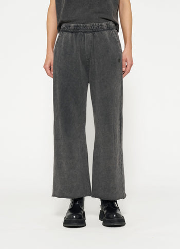 washed wide leg jogger | ash grey