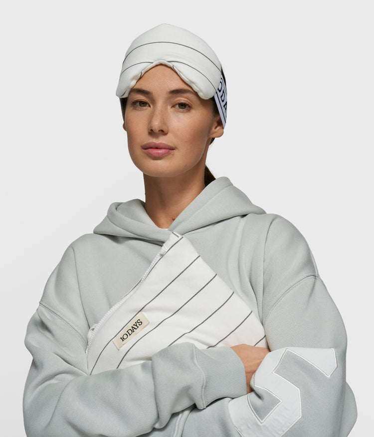 fleece eye mask stripes | ecru