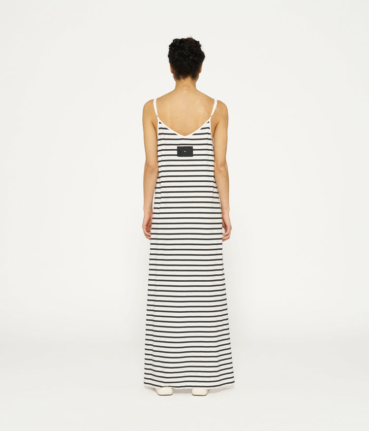 strappy dress stripes | ecru/black