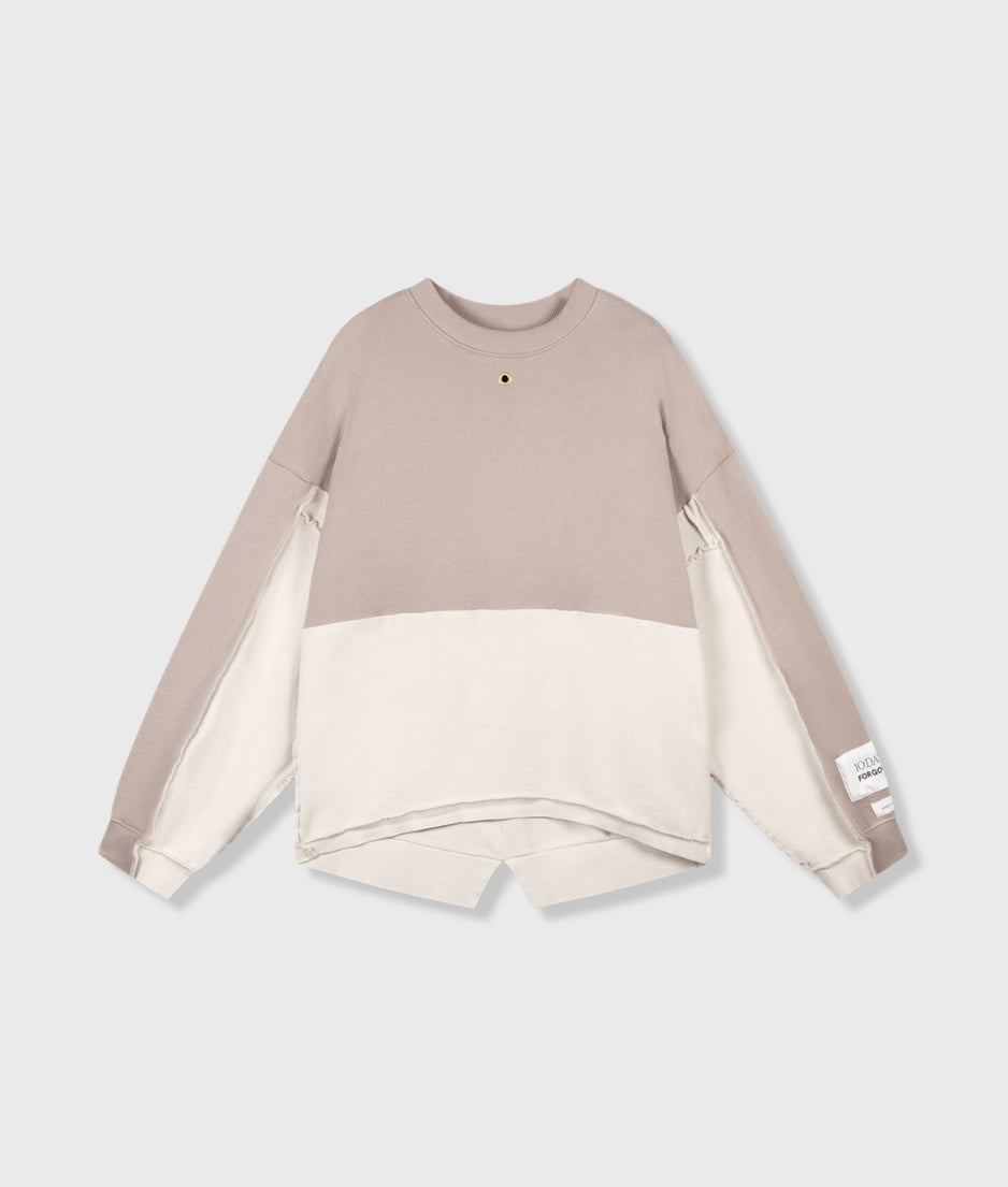 patchwork fleece sweater | mauve