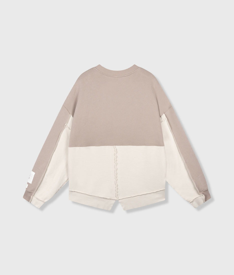 patchwork fleece sweater | mauve
