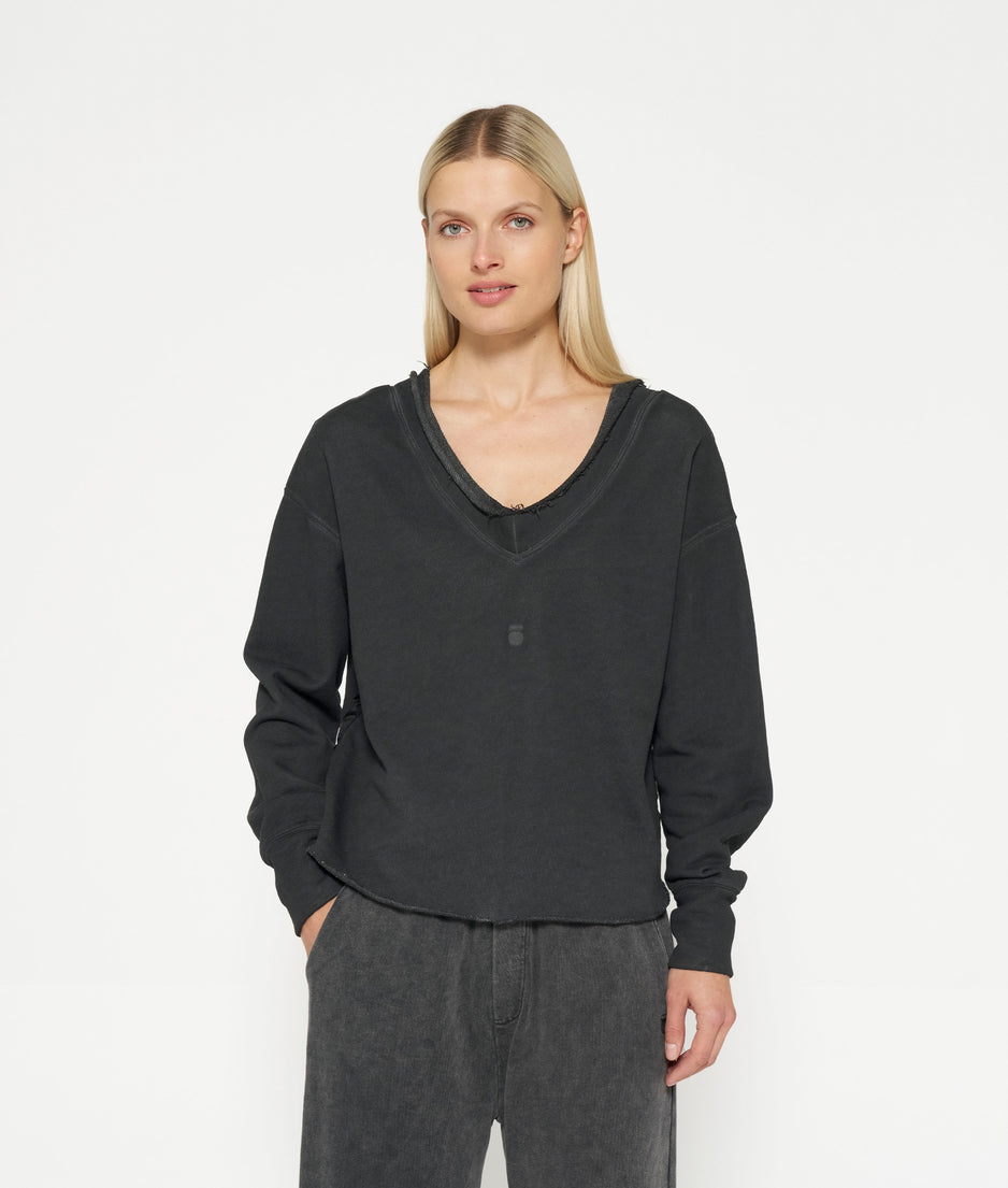 double v-neck sweat | ash grey