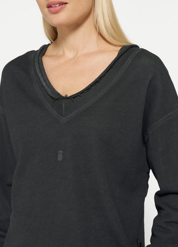 double v-neck sweat | ash grey