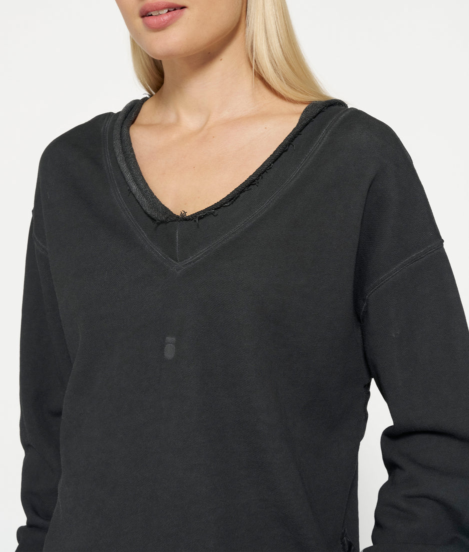 double v-neck sweat | ash grey