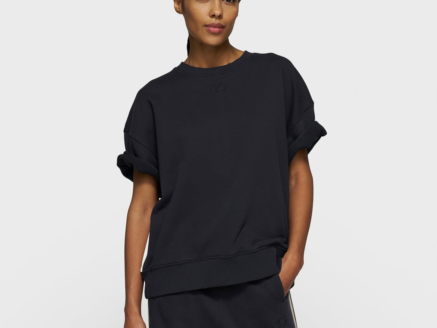 short sleeve sweater patch | dark navy