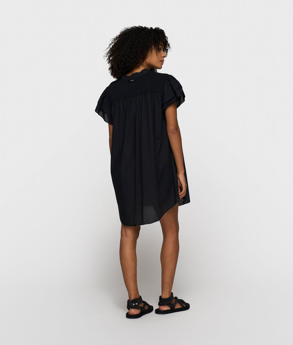 a-line ruffle dress | black