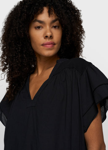 a-line ruffle dress | black