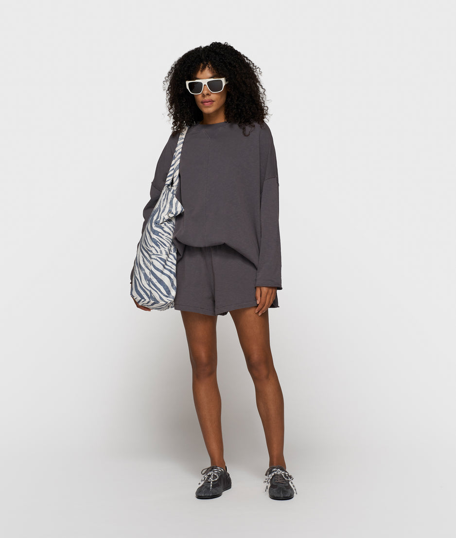 shorts slub fleece | steel blue