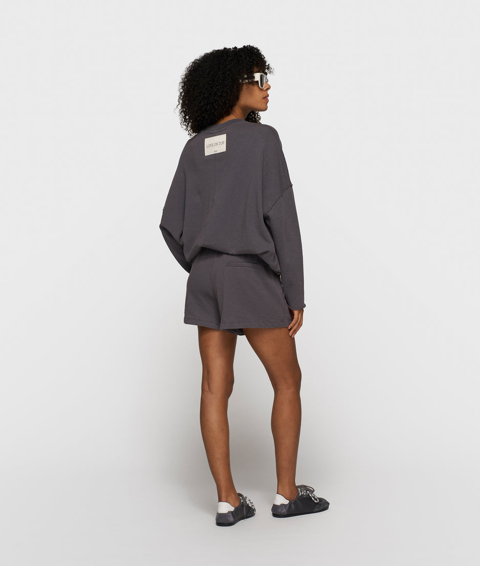 shorts slub fleece | steel blue