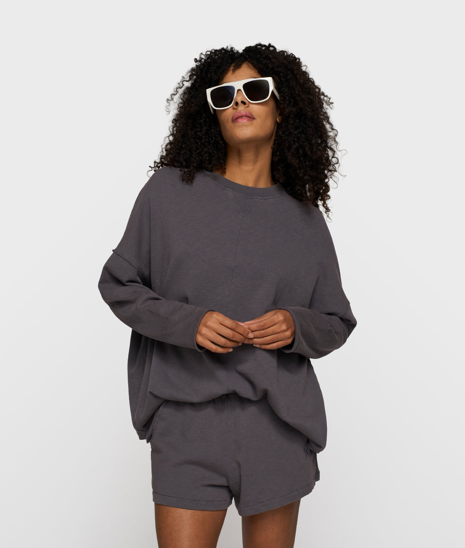 beach sweater slub fleece | steel blue