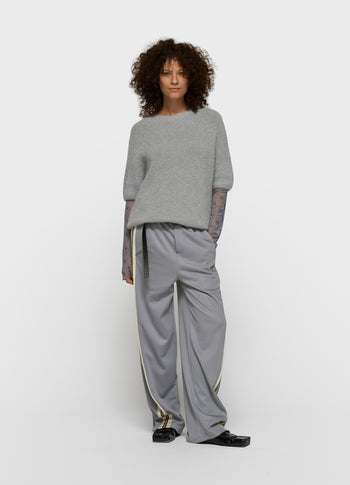 short sleeve knit sweater | light graphite