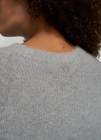 short sleeve knit sweater | light graphite