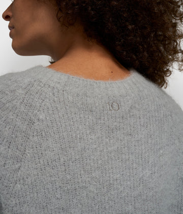 short sleeve knit sweater | light graphite