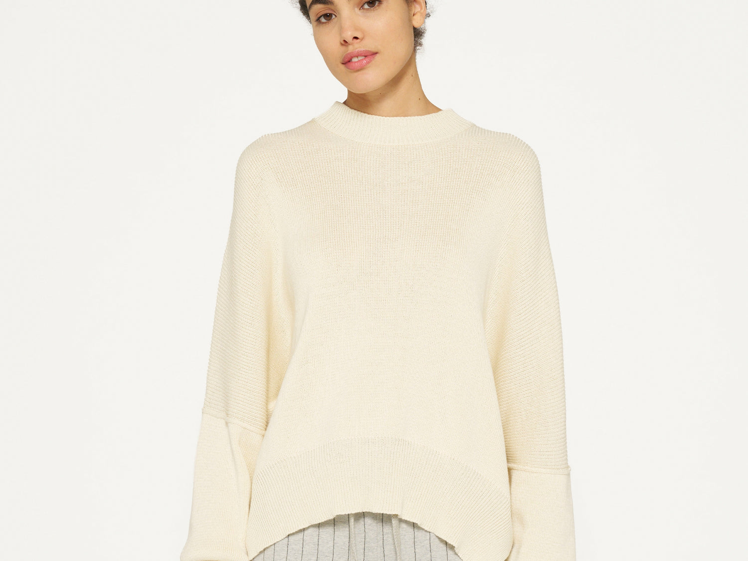 oversized cotton knit sweater | light safari