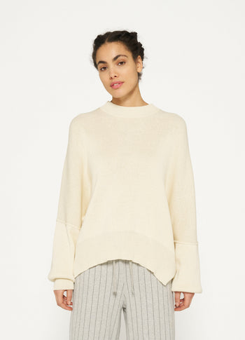 oversized cotton knit sweater | light safari