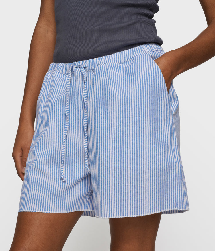 cotton shorts stripes | white/steel blue