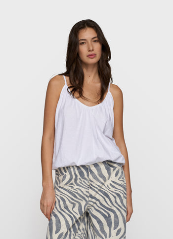 top gathered neck | white