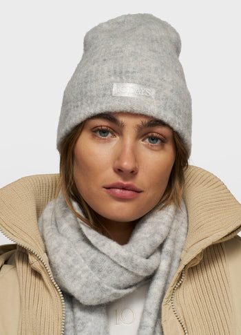 soft hairy knit scarf | light grey melee