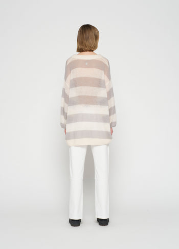sweater knit stripe | ecru/cloudy