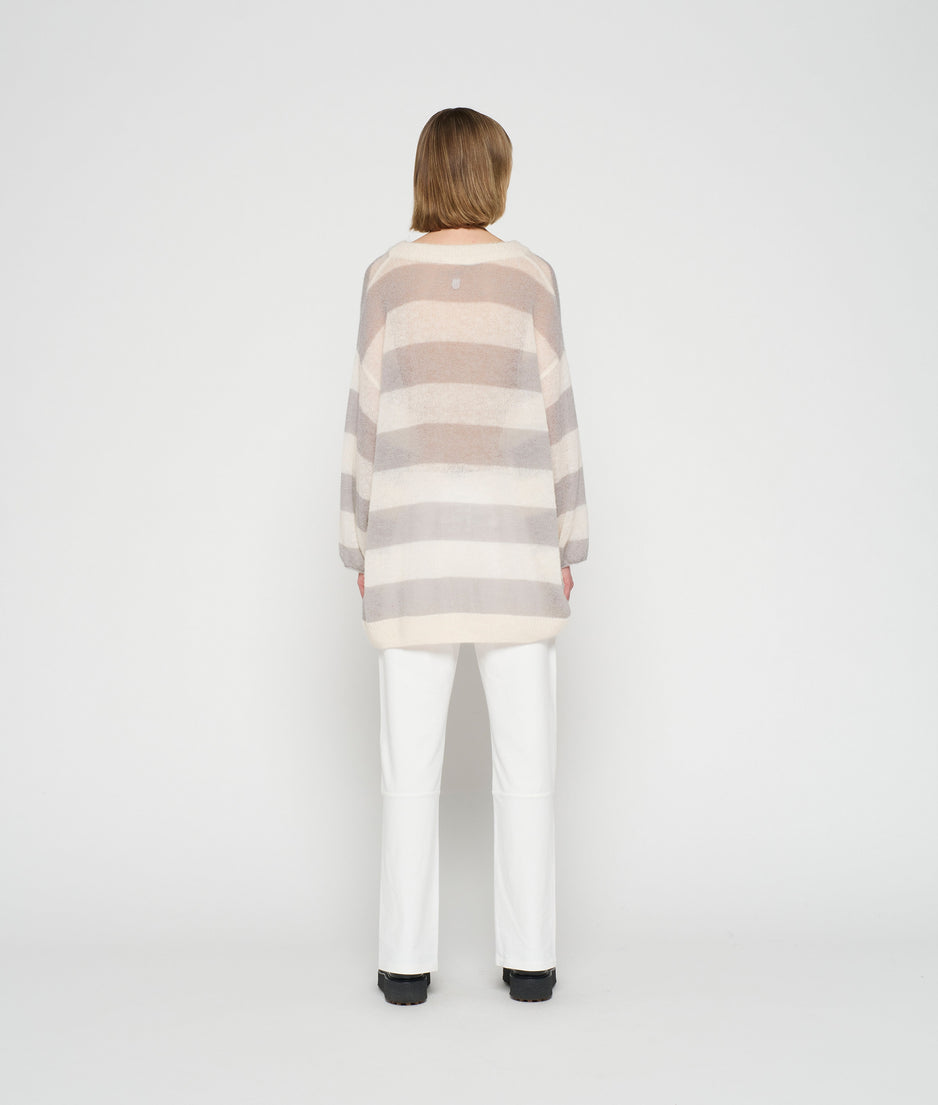 sweater knit stripe | ecru/cloudy