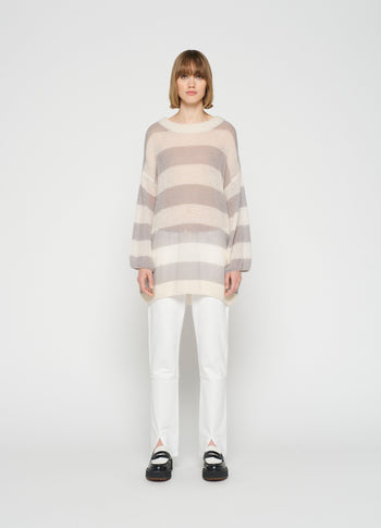 sweater knit stripe | ecru/cloudy