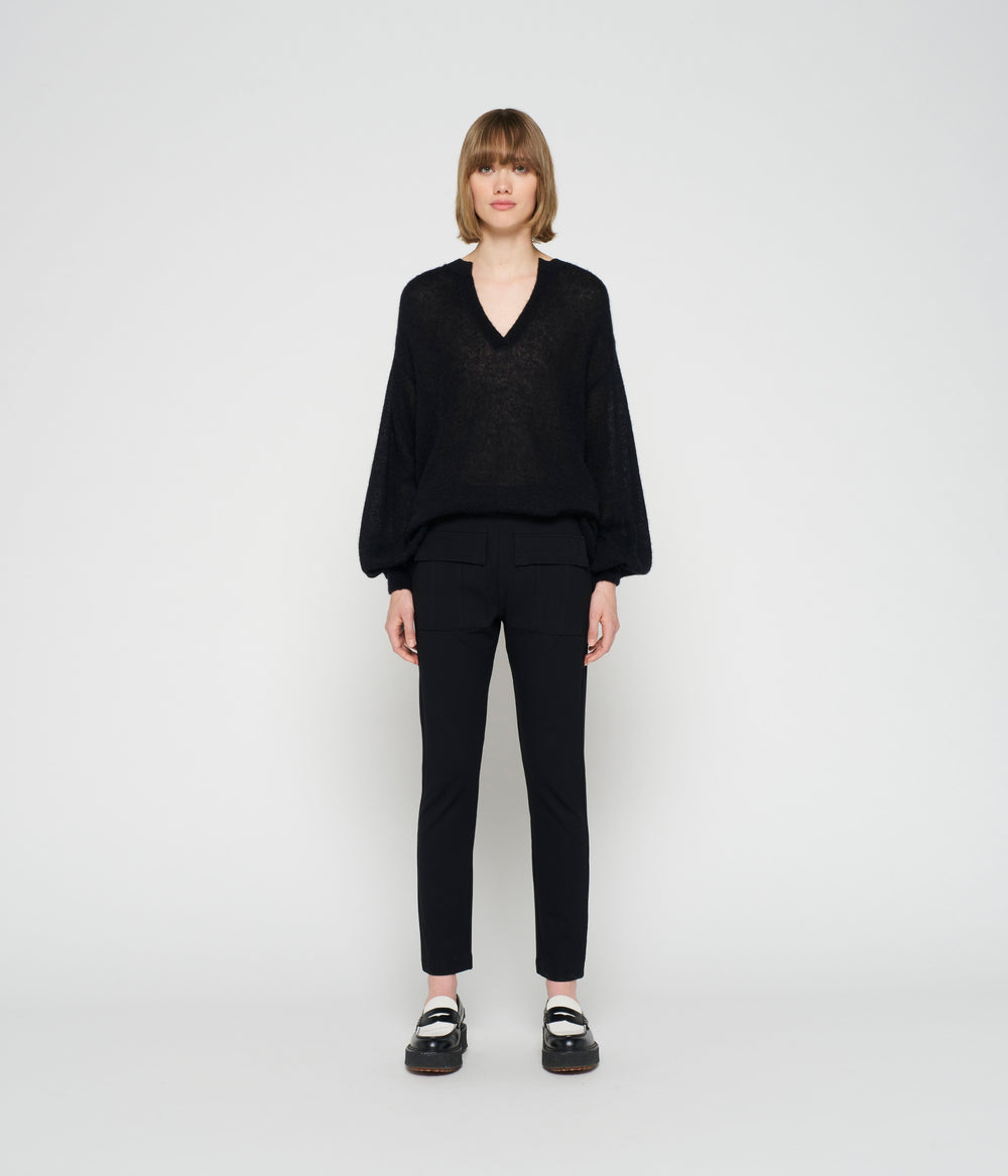 fitted punto pants | black