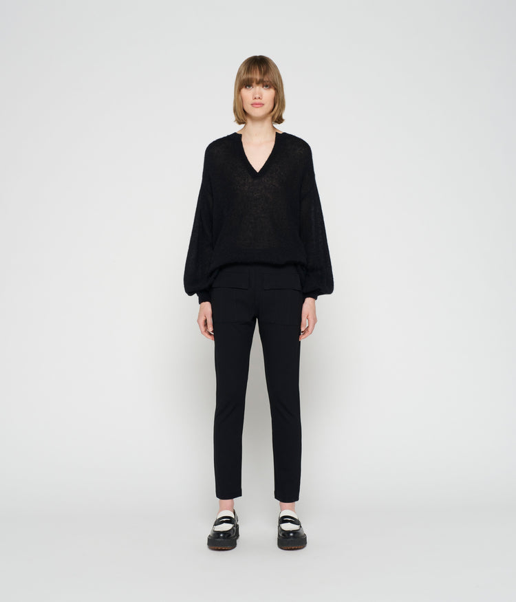 fitted punto pants | black