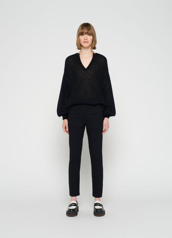 thin alpaca knit blouse | black