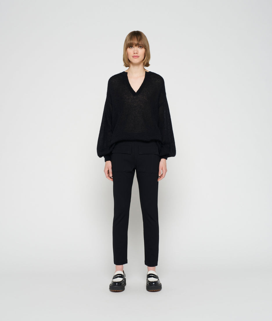 fitted punto pants | black