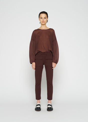balloon sleeve blouse | aubergine