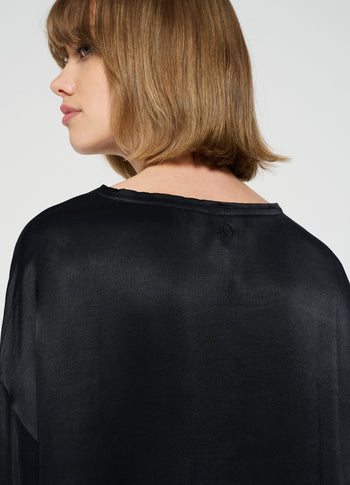 satin blouse | black