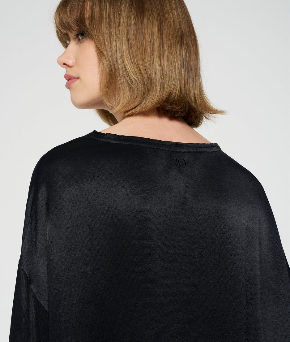 satin blouse | black