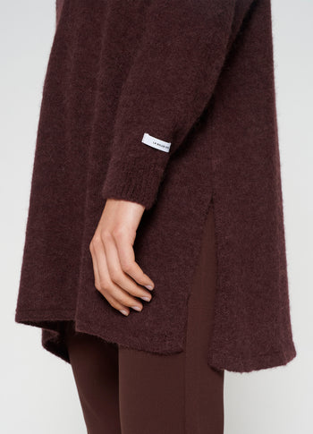 v-neck thin knit sweater | aubergine