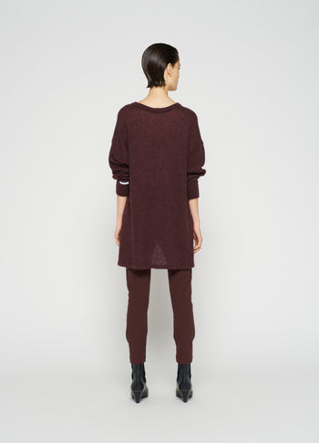 v-neck thin knit sweater | aubergine