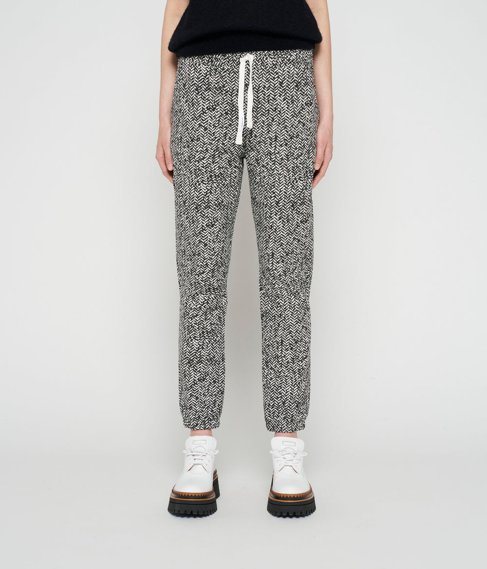cropped jogger herringbone | black