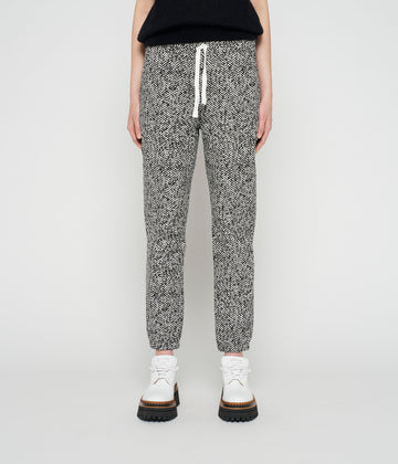 cropped jogger herringbone | black
