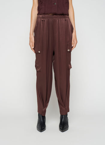 utility pants satin | aubergine