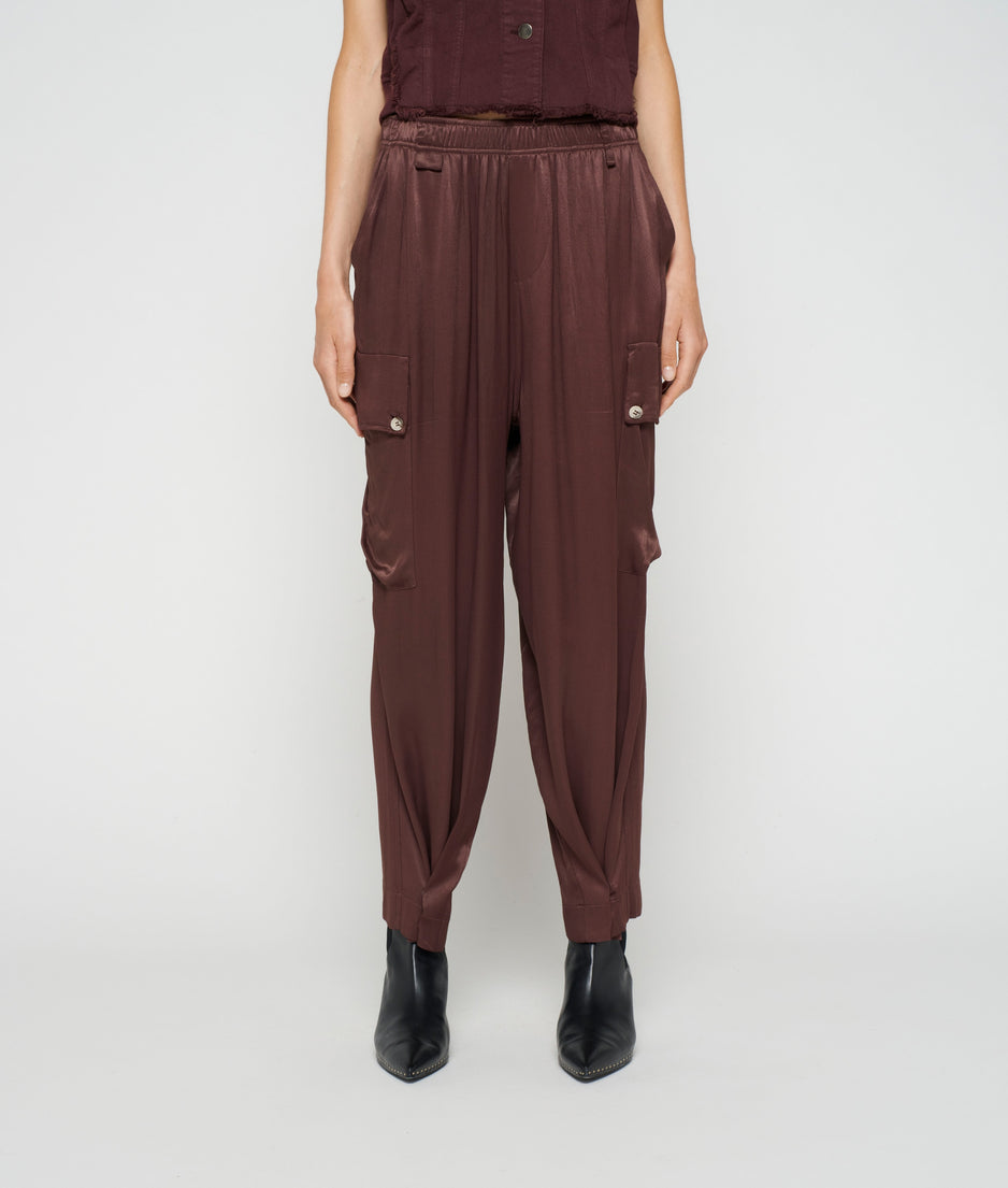utility pants satin | aubergine