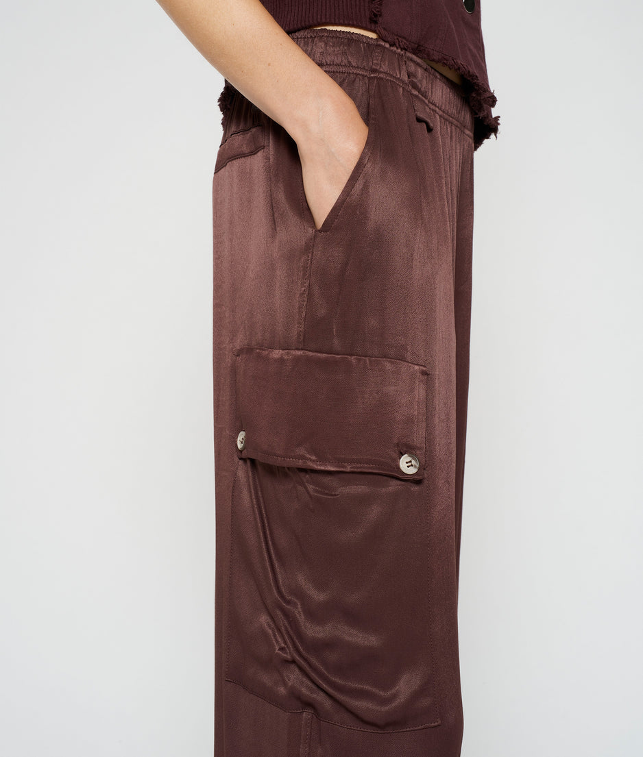 utility pants satin | aubergine