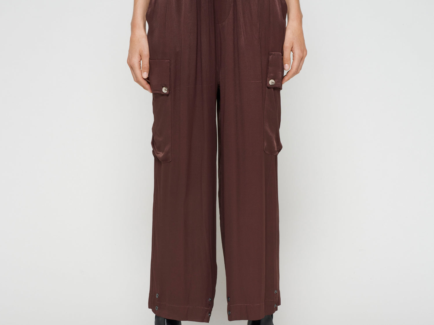 utility pants satin | aubergine