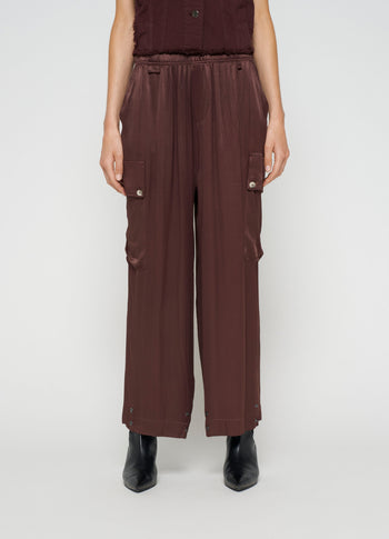 utility pants satin | aubergine